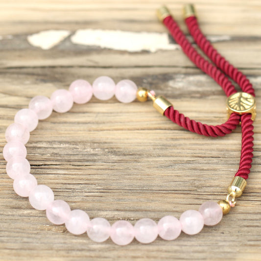Bracelet Quartz Rose 6mm - Amour & Cœur Plaqué Or – photo 2