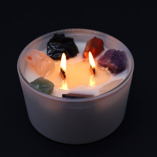 Bougie Chakra aux Pierres — Sept Chakras — Grand Modèle - photo 2