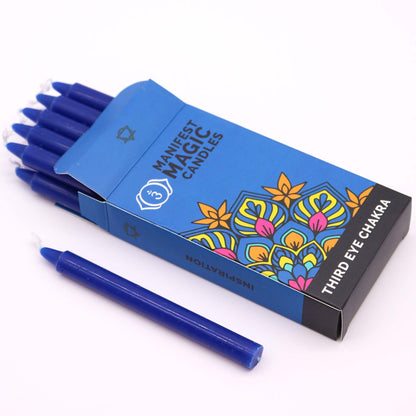Bougies Chakra du Troisième Œil — Bleu Foncé — Boîte de 12 - photo 2