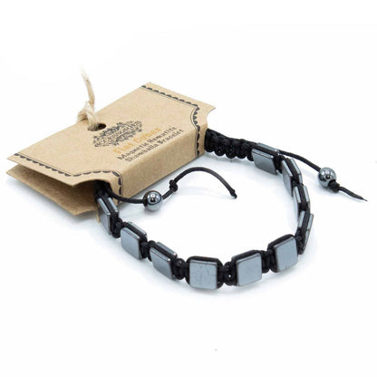 Bracelet Hématite Magnétique Shamballa - Cubes Noirs Unisexe