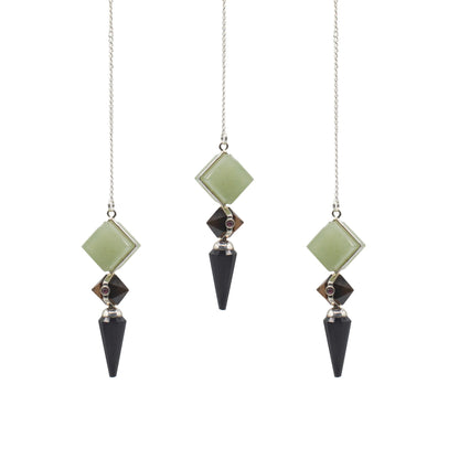 Pendule trois pièces - agate noire, aventurine et oeil de tigre