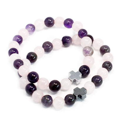 Lot de 2 bracelets d'amitié - Quartz Rose - photo 2