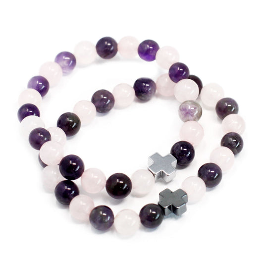 Lot de 2 bracelets d'amitié - Quartz Rose - photo 2