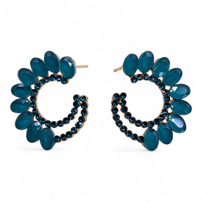 Boucles d'Oreilles Verre Teal Green - Loop Vintage