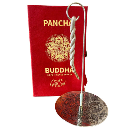 Encens Corde Pancha Buddha + Porte-Encens Argenté