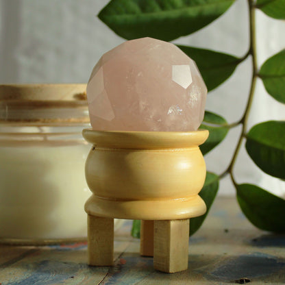 Boule de guérison facettée - Quartz Rose - photo 2