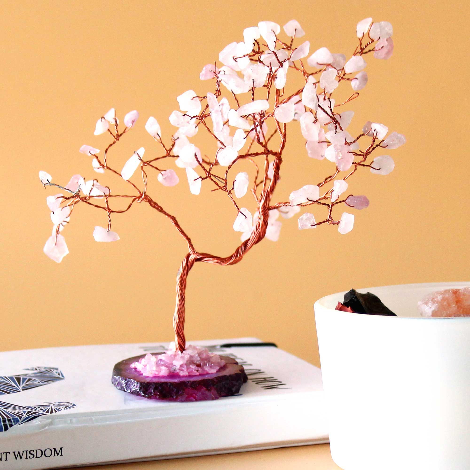Grand arbre de vie en Quartz Rose