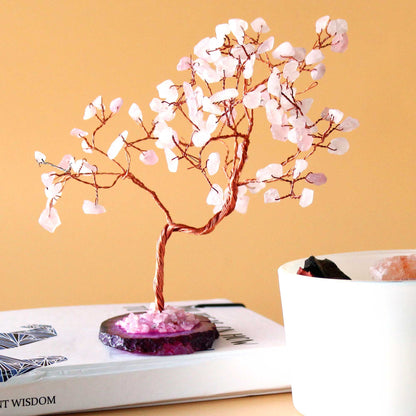 Grand arbre de vie en Quartz Rose