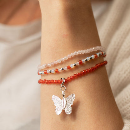 Bracelets Quartz Rose & Cornaline — Set de 3 — Amour et Flamme - photo 5