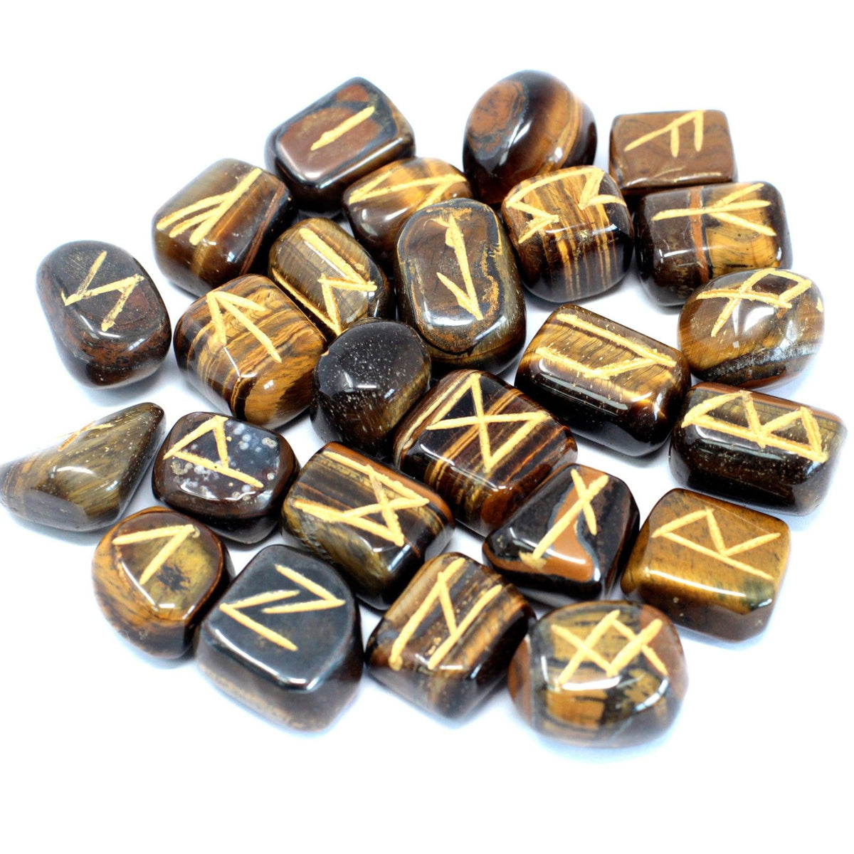 Runes Œil de Tigre - Jeu de 25 Pierres Divinatoires (avec pochette) – photo 2
