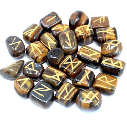 Runes Œil de Tigre - Jeu de 25 Pierres Divinatoires (avec pochette) – photo 2