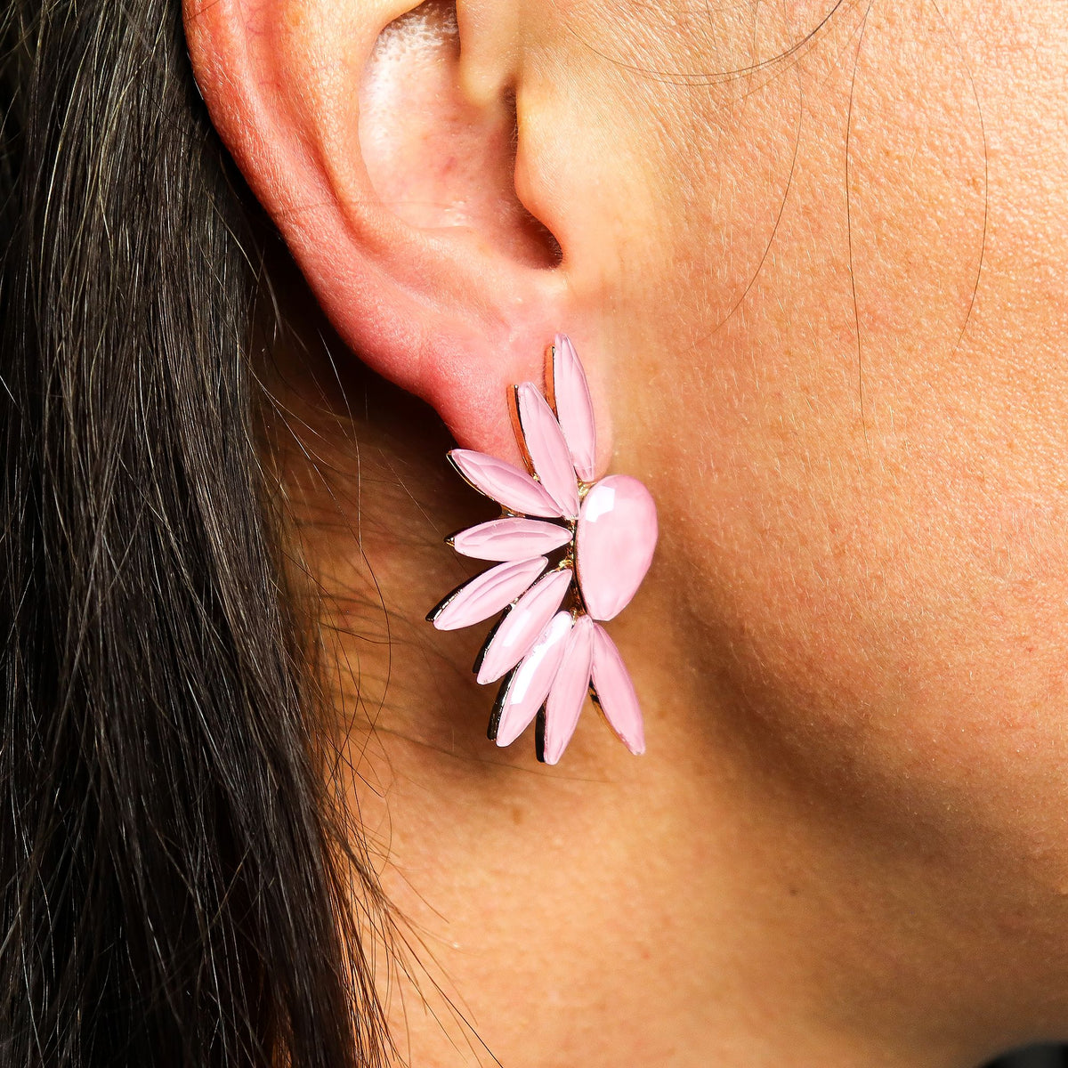 Boucles d'oreilles Ailes d'Ange - Verre Rose Vintage – photo 4