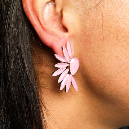 Boucles d'oreilles Ailes d'Ange - Verre Rose Vintage – photo 4