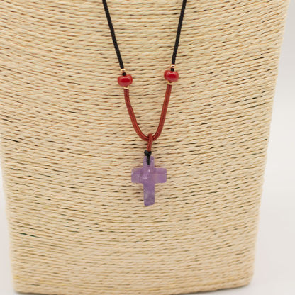 Pendentif sur cordon - Croix - Améthyste - photo 3