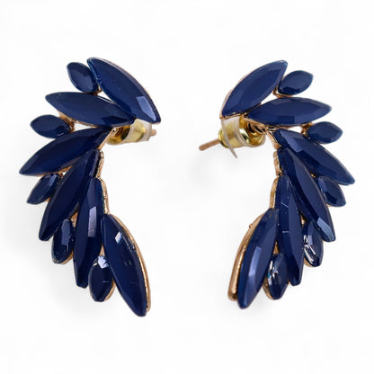 Boucles d'Oreilles Ange Bleu Royal - Verre Vintage Acier