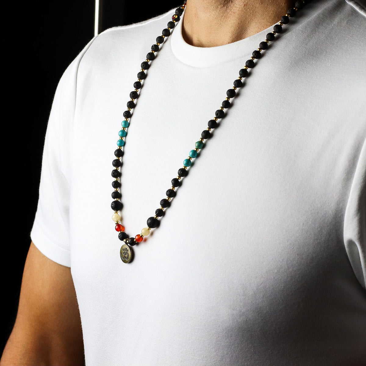 Collier Pierre de Lave & Pendentif Om - Éveil Spirituel – photo 5