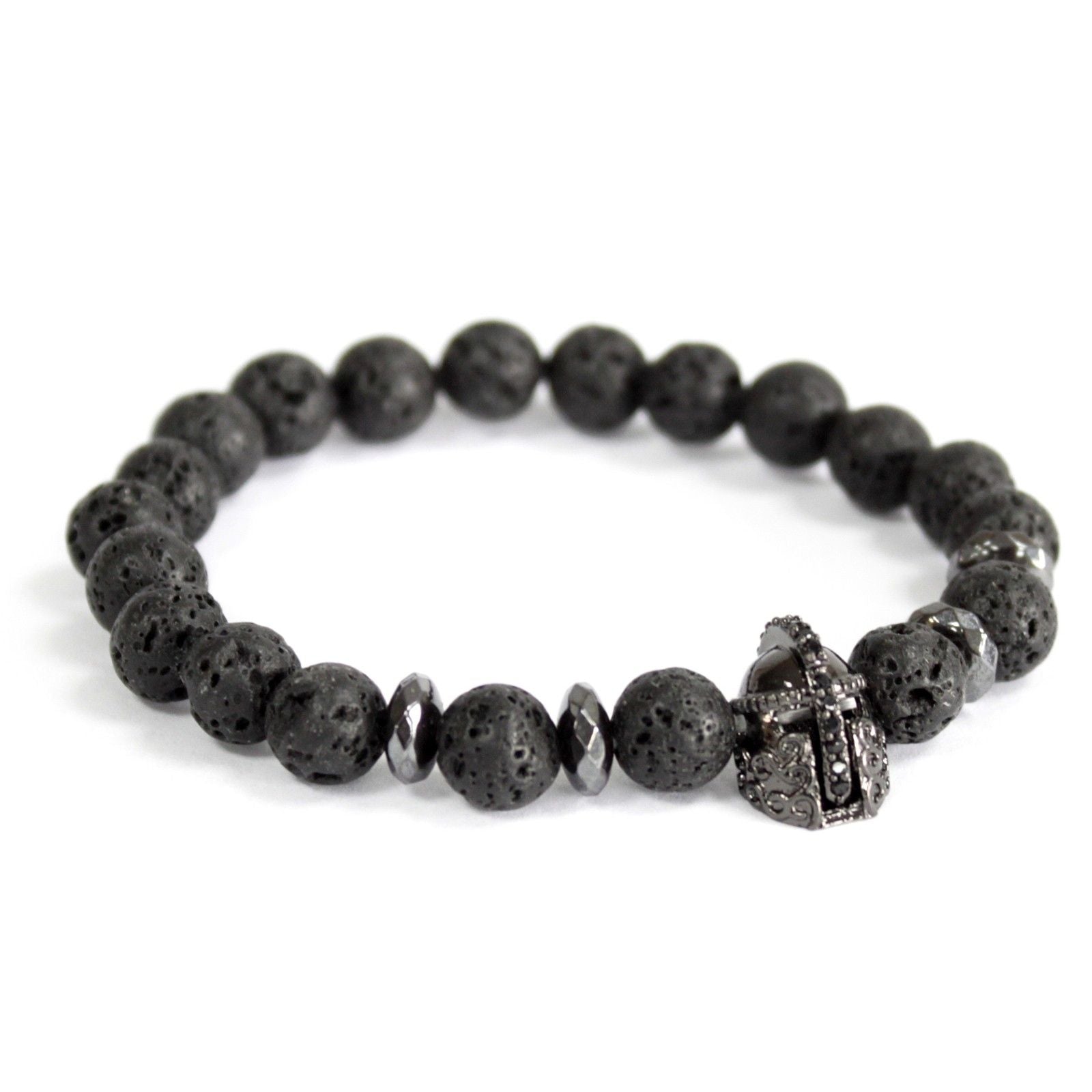 Bracelet boho - Knight's Helmet / Lava Stone
