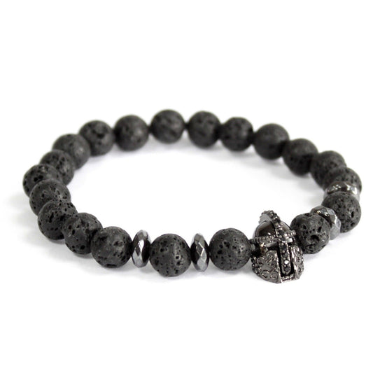 Bracelet boho - Knight's Helmet / Lava Stone