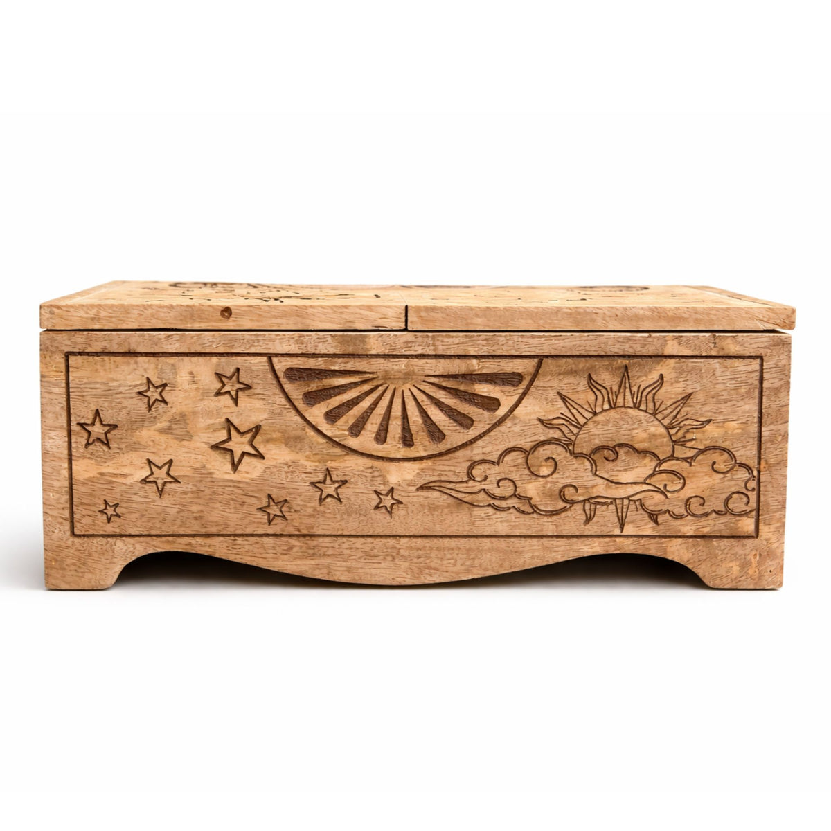 Boîte à Tarot en Bois Sculpté — Soleil et Lune - photo 3