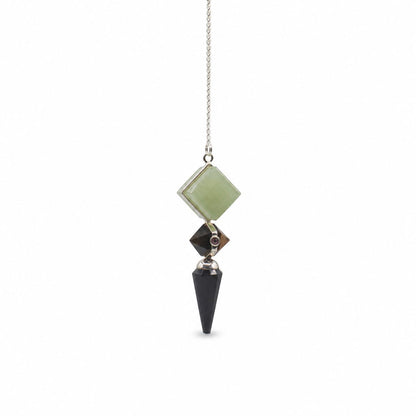 Pendule trois pièces - agate noire, aventurine et oeil de tigre