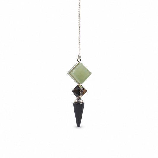 Pendule trois pièces - agate noire, aventurine et oeil de tigre