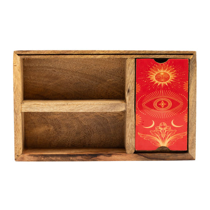 Boîte à Tarot 3 Compartiments avec Présentoir (Bois de Manguier)