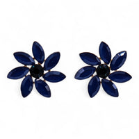 Boucles d'Oreilles Fleurs Verre Vintage - Bleu Royal – photo 7