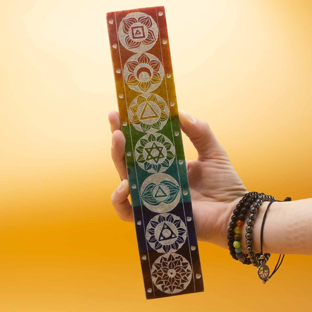 Porte-Encens en Stéatite — Sept Chakras — 26 cm - photo 3