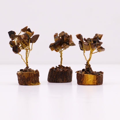 Arbre de Vie Œil de Tigre - Mini 6cm, Socle Bois (15 pierres) – photo 4