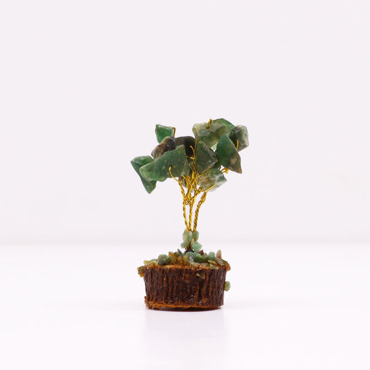 Mini Gemstone Trees On Wood Base - Green Aventurine (15 stones)