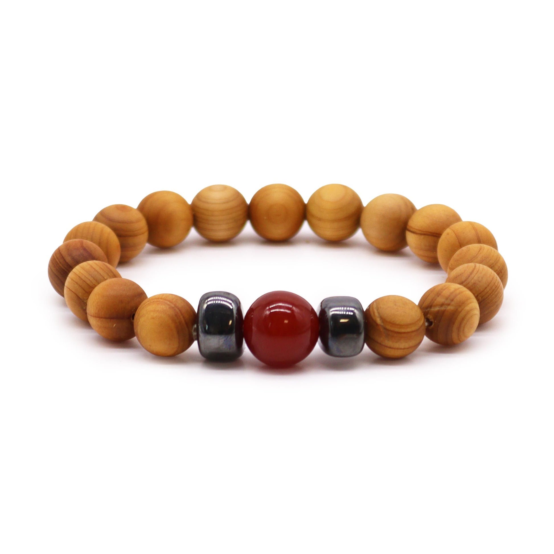 Jonc Chakra racine en bois de cèdre - Jaspe Rouge