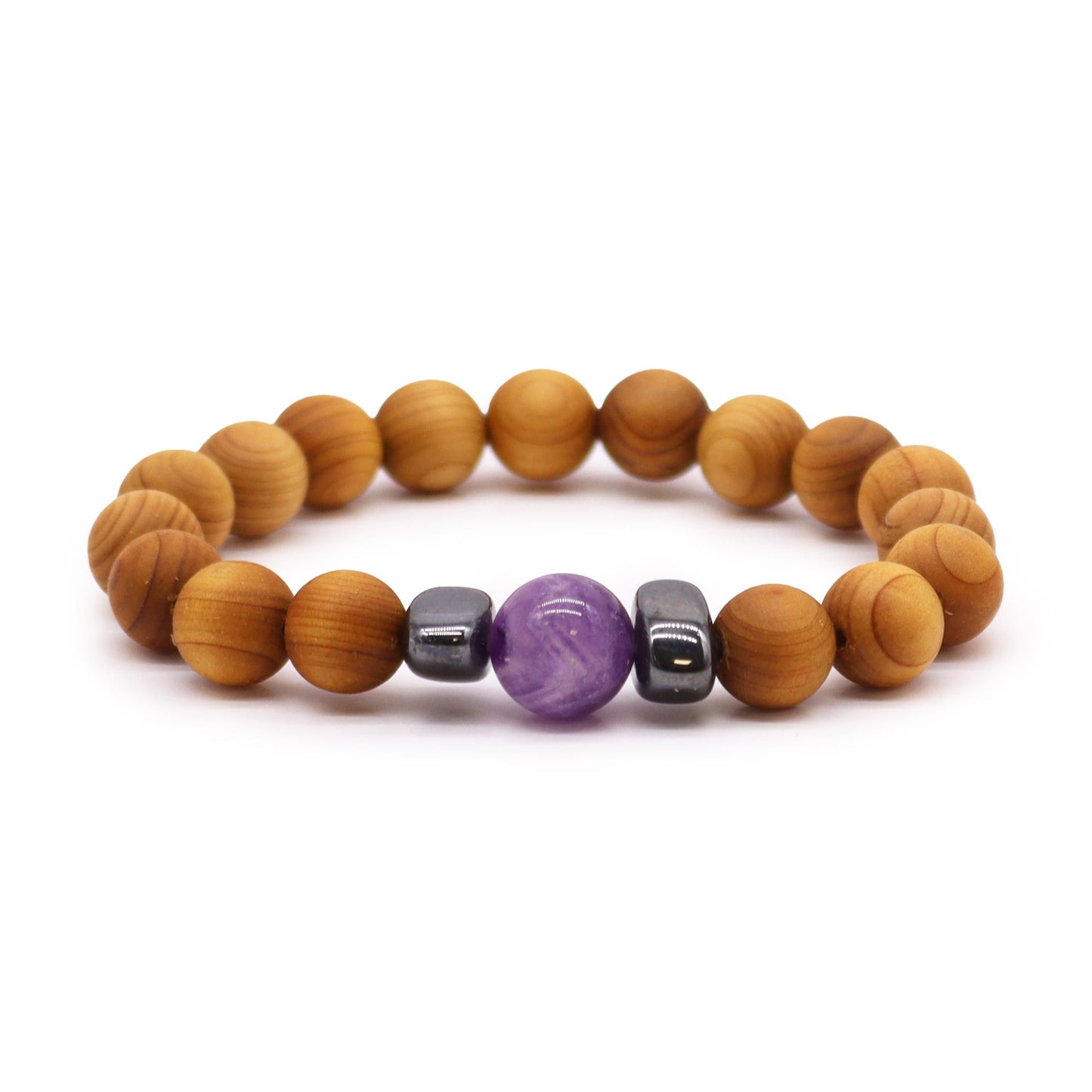 Jonc Chakra 3ème œil en bois de cèdre - Améthyste