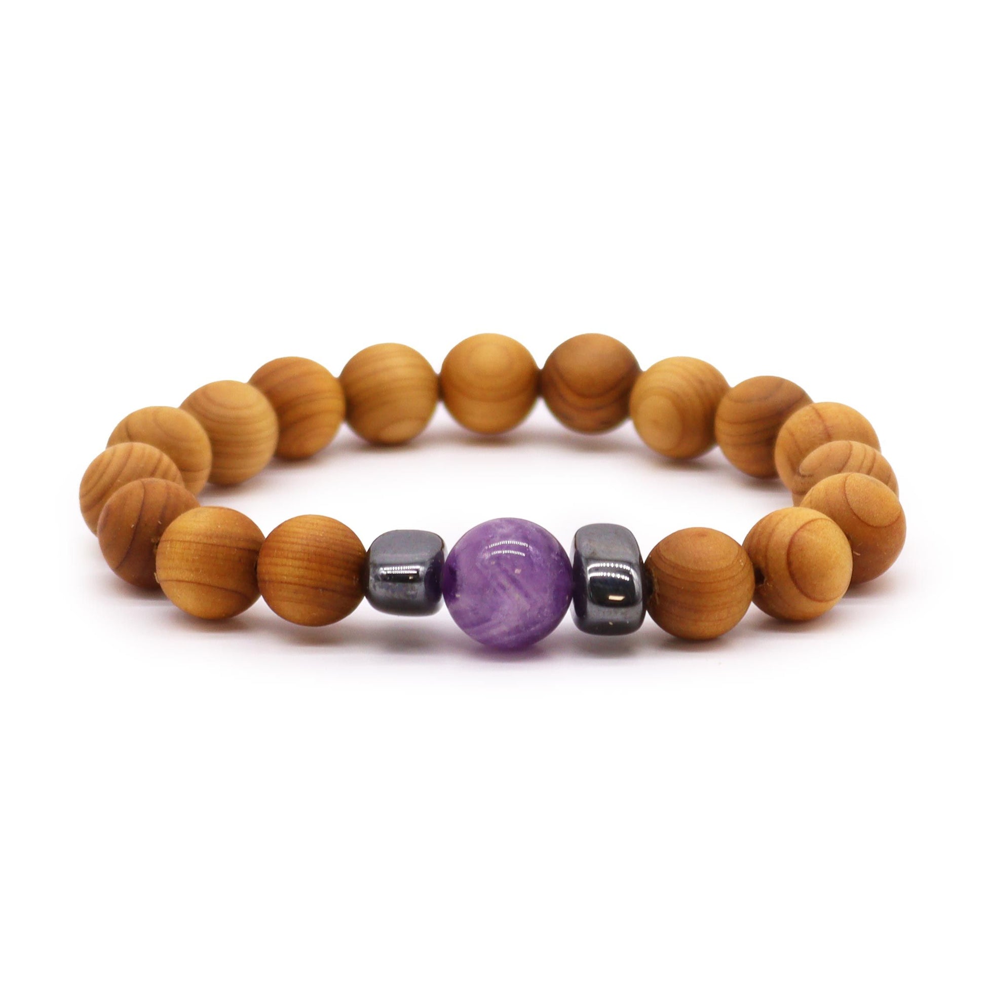 Jonc Chakra 3ème œil en bois de cèdre - Améthyste
