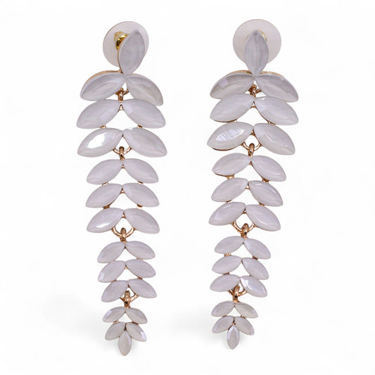 Boucles d'Oreilles Longues Perle Verre Vintage - Dormeuses Élégantes