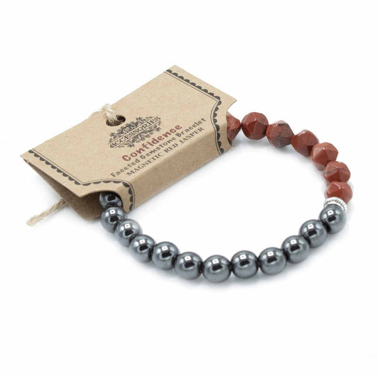 Bracelet magnétique en pierres facettées - Jaspe Rouge