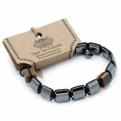 Bracelet Hématite Magnétique Œil de Tigre - Shamballa Unisexe