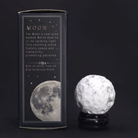 Planète en Howlite Blanche sur support pierre du soleil (40 mm)