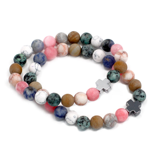 Lot de 2 bracelets d'amitié - Pierres Arc-en-Ciel