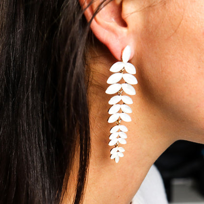 Boucles d'Oreilles Longues Perle Verre Vintage - Dormeuses Élégantes – photo 2
