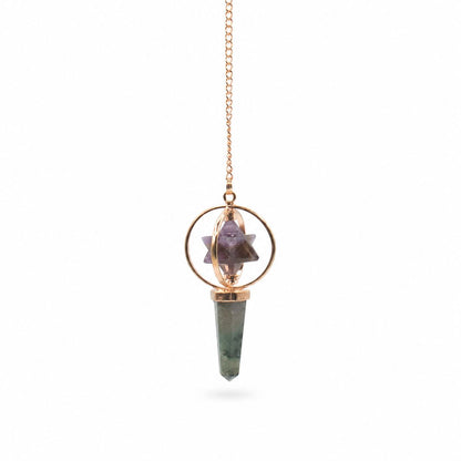 Pendule Merkaba tournante en Améthyste et Labradorite