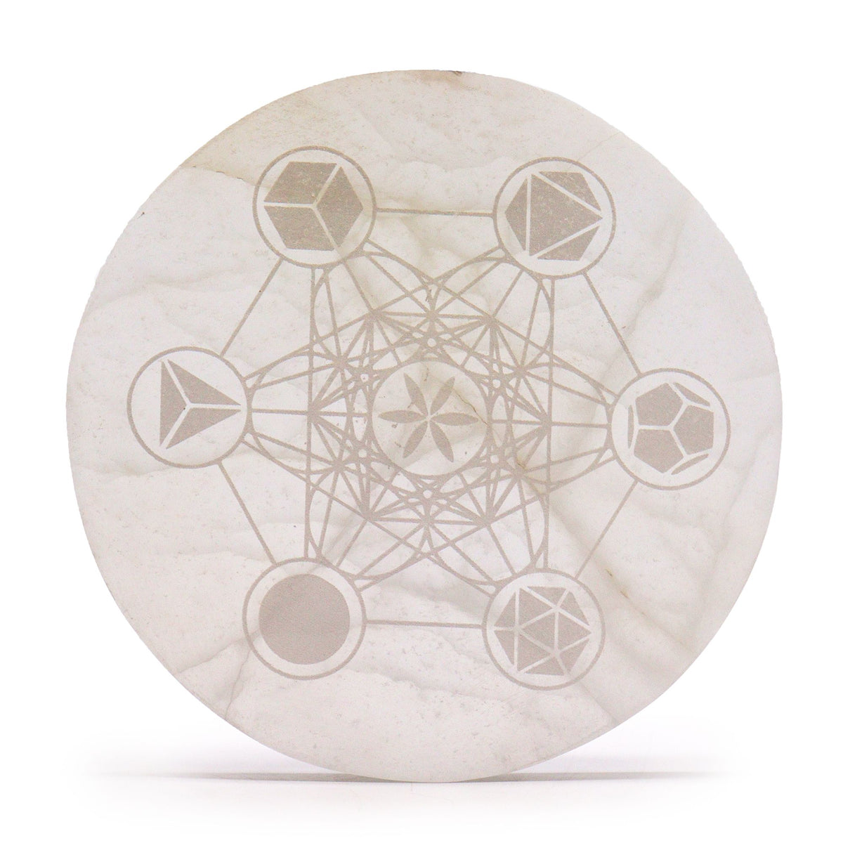 Assiette de Sélénite 18 cm - Géométrie Sacrée (Recharge Cristaux) – photo 2
