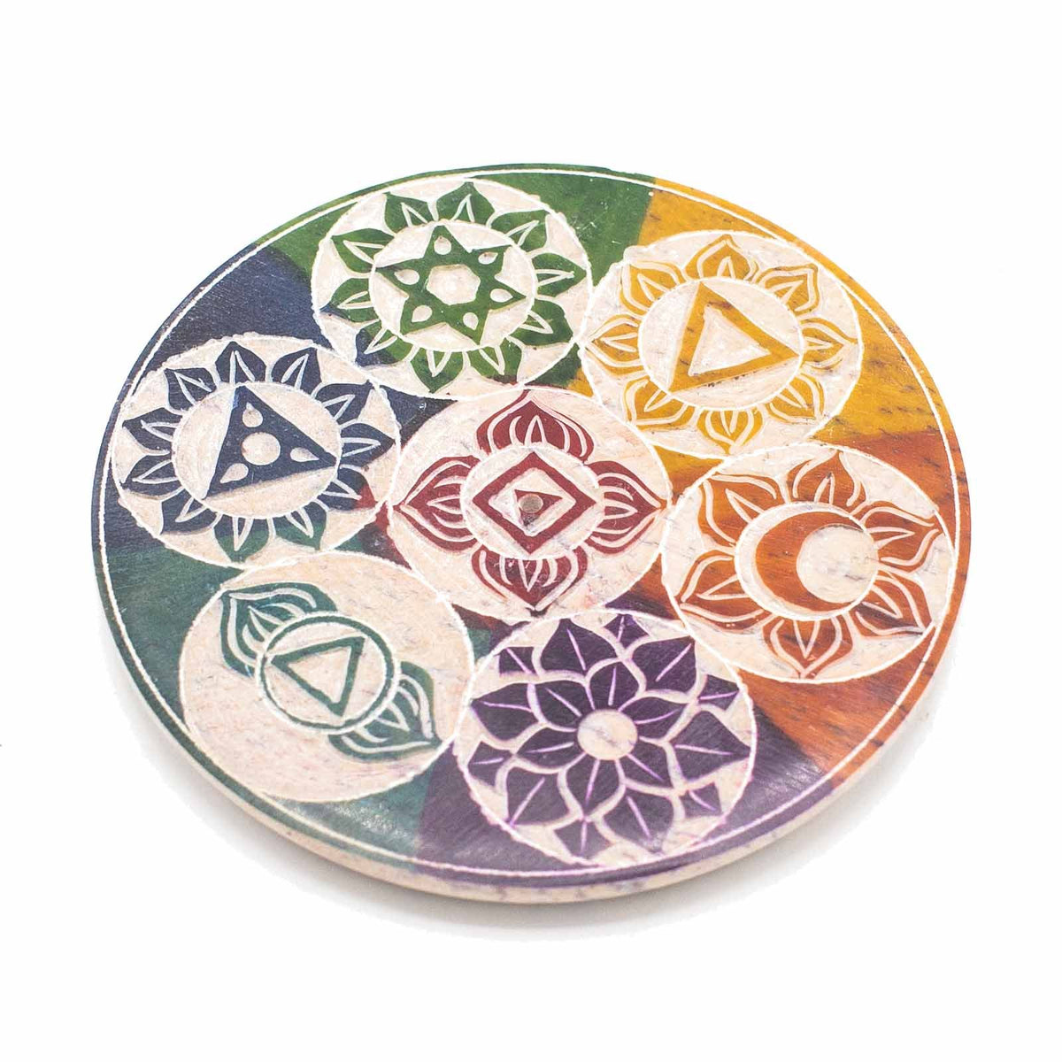 Porte-Encens Stéatite 7 Chakras - Lot 4 Disques 10cm – photo 3
