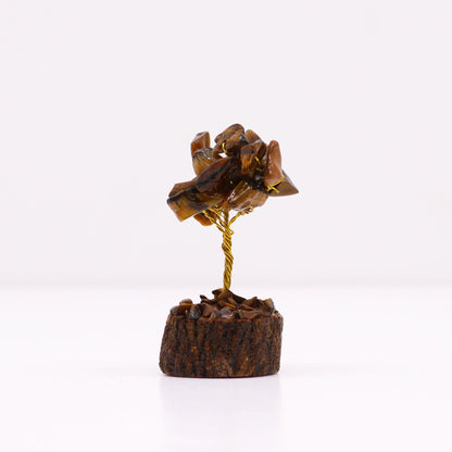 Arbre de Vie Œil de Tigre - Mini 6cm, Socle Bois (15 pierres) – photo 2