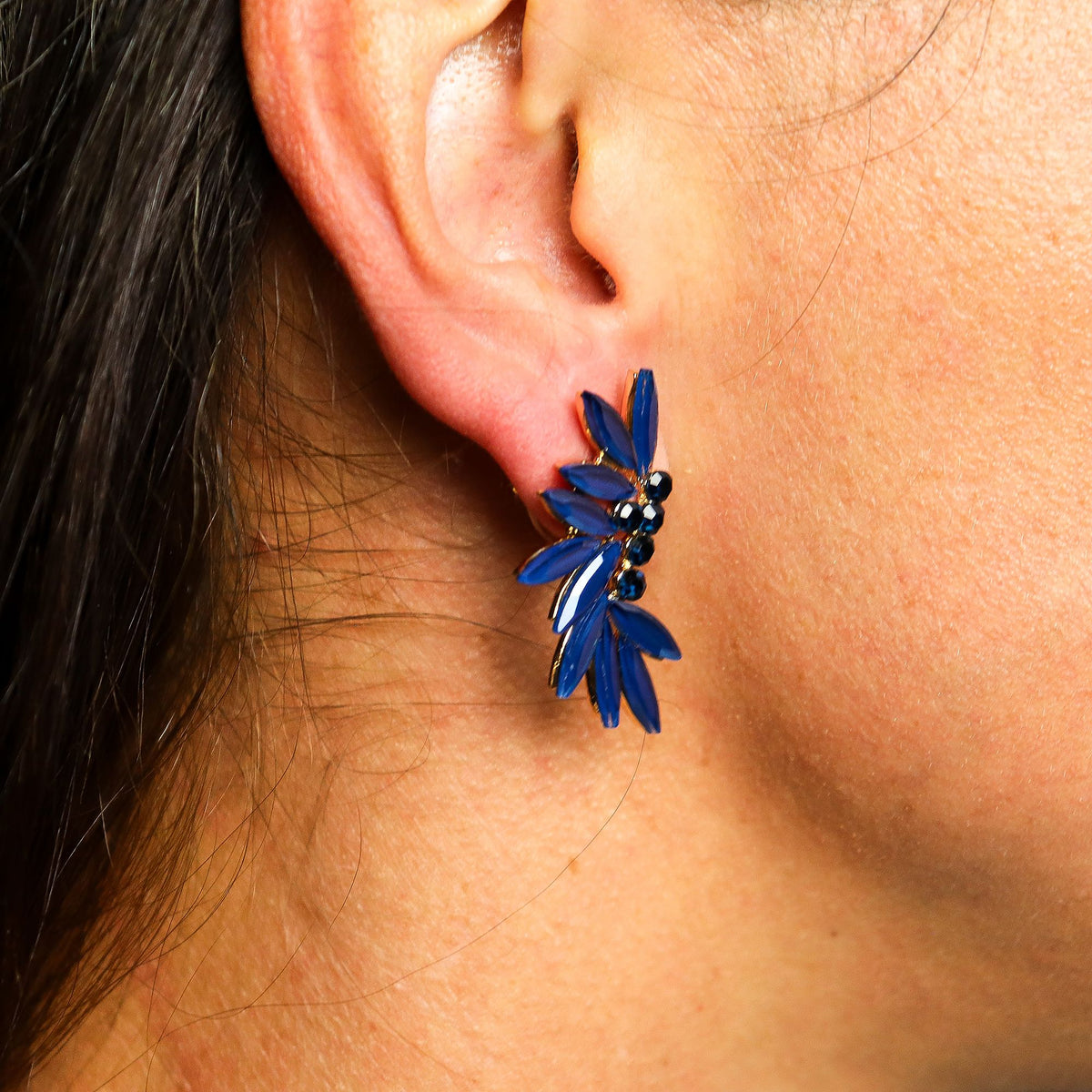Boucles d'Oreilles en Verre Bleu Roi — Océanides - photo 3