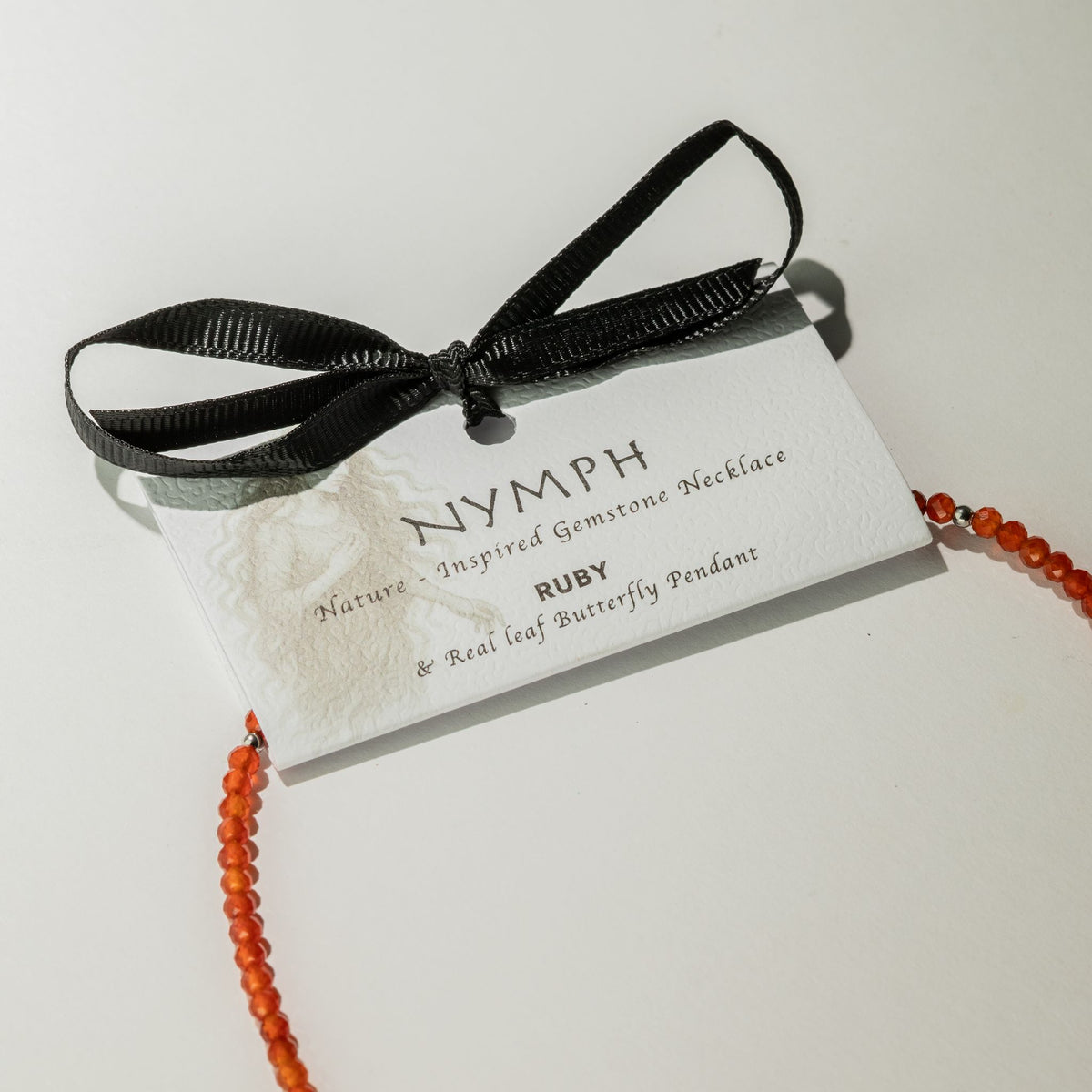 Collier Cornaline — Pendentif Papillon en Feuille Naturelle Argentée - photo 6