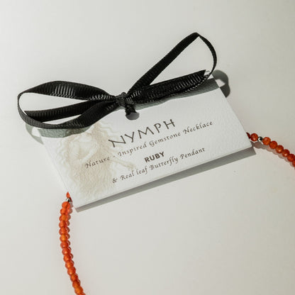 Collier Cornaline — Pendentif Papillon en Feuille Naturelle Argentée - photo 6