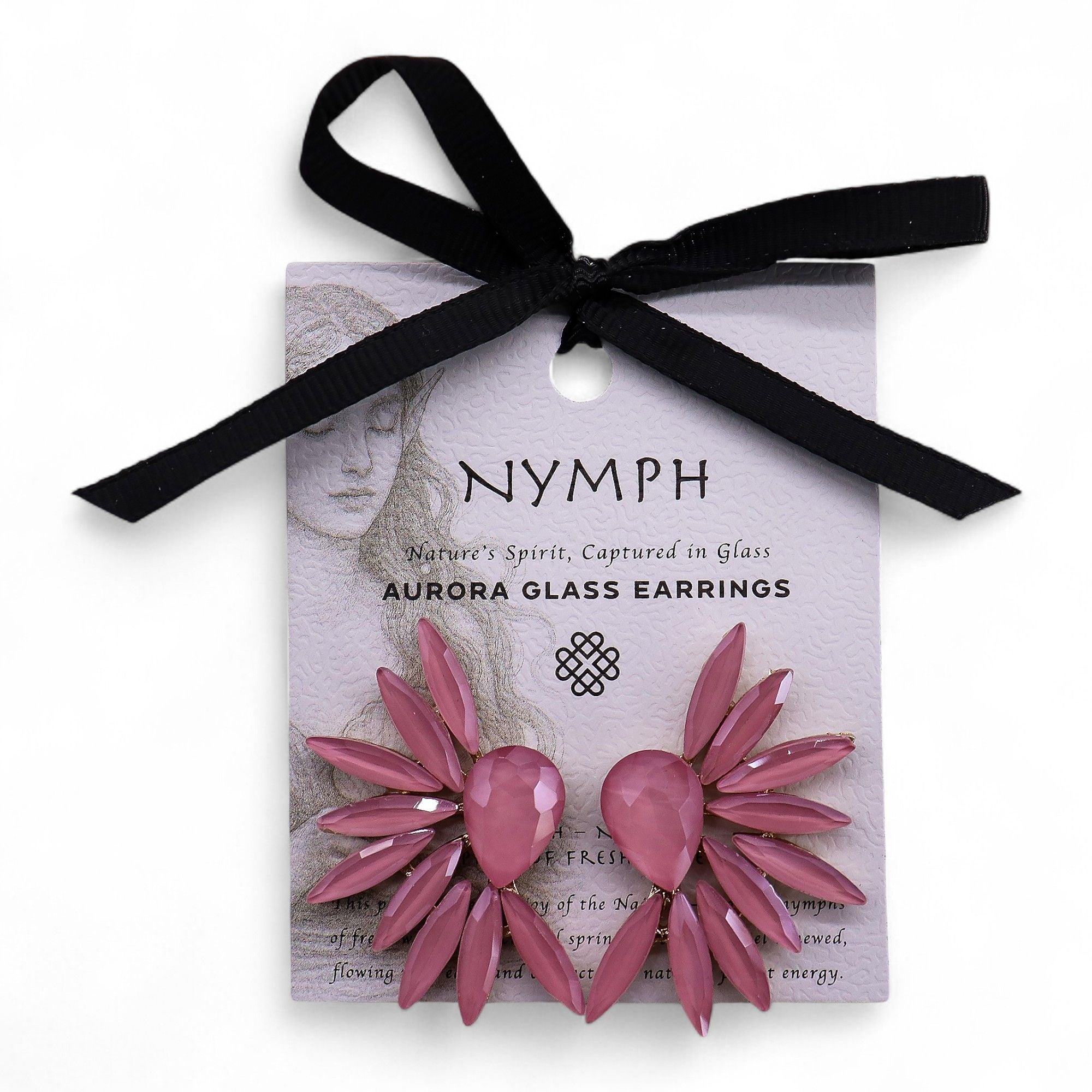 Boucles d'oreilles Ailes d'Ange - Verre Rose Vintage – photo 2