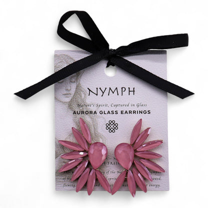 Boucles d'oreilles Ailes d'Ange - Verre Rose Vintage – photo 2