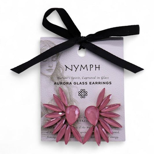 Boucles d'oreilles Ailes d'Ange - Verre Rose Vintage – photo 2