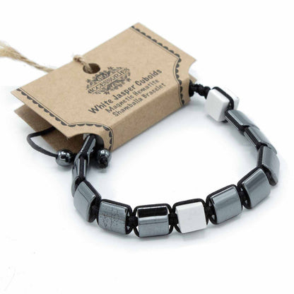 Bracelet Jaspe Blanc & Hématite - Force & Protection
